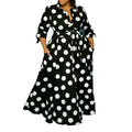 Latest Summer Elegant Plus Size Women's Dresses Loose Dot Wholesale Maxi Dress Front Buttons With Belt Plus Size Dresses 2021