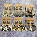 New Leopard Print Leather Earrings Bohemian Horsehair Cactus Pendant Charm Hoop Earrings Jewelry Girl