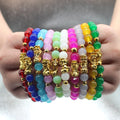 Fashion Colorful Glass Beads Jade Pi Yao Dragon Wealth Health Bracelet 18k Gold Plated Pi Xiu Feng Shui Bracelets Jewelry