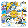 50Pcs Cute Cartoon Raining Sun Weather Symbol Expression Sticker For Girl Student Diy Decor Graffiit Label Fresh Stickers