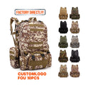 Hot Selling 50L Tactical Camouflage Oxford Waterproof Molle Zipper Closure Unisex Sport Backpack for Outdoor Hiking Climbing