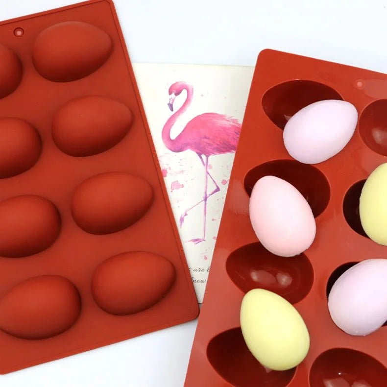 738 8 Cavity Eco Friendly Oval Goose Egg Shaped Silicone Cake Mold Kitchen Supplies Tools Cheese Silicone Mold