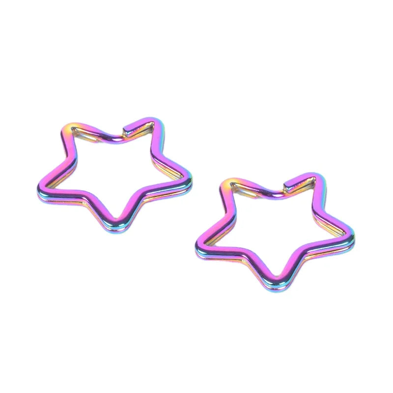 rainbow Key Rings Metal Star Shape Keyring Keychain