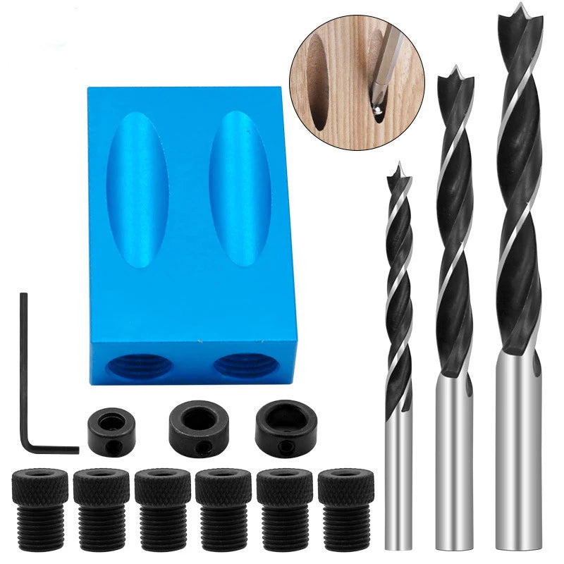 Oblique Hole Locator Drill Bits Woodworking Pocket Hole Jig Kit