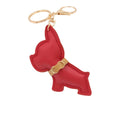 PU Leather Bull Dog Keychain Bag Charms Metal Keyring Holder Cartoon Animal Puppy Key Chain Women Bag Jewelry Car Key Ring