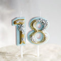British Retro Style Paraffin Wax Birthday Cake Candle with Flower Design Pink & Blue Plug-in for Parties Easter New Year Bars