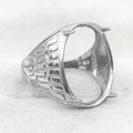 Sterling Silver 16*21mm Semi Mount Men's Ring Frame Empty Blank Claw Setting S925 Base Holder Without Center Stone for DIY Inlay