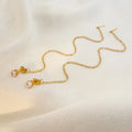 18K Gold-plated Stainless Steel Round Zircon studded Trendy Geometric Ear Line Fashion Jewelry 2025 Tassel Long