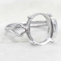 Sterling Silver 10*12mm Semi Mount Ring Empty Frame Blank Support Claws Setting S925 Base Holder Without Center Stone for Inlay