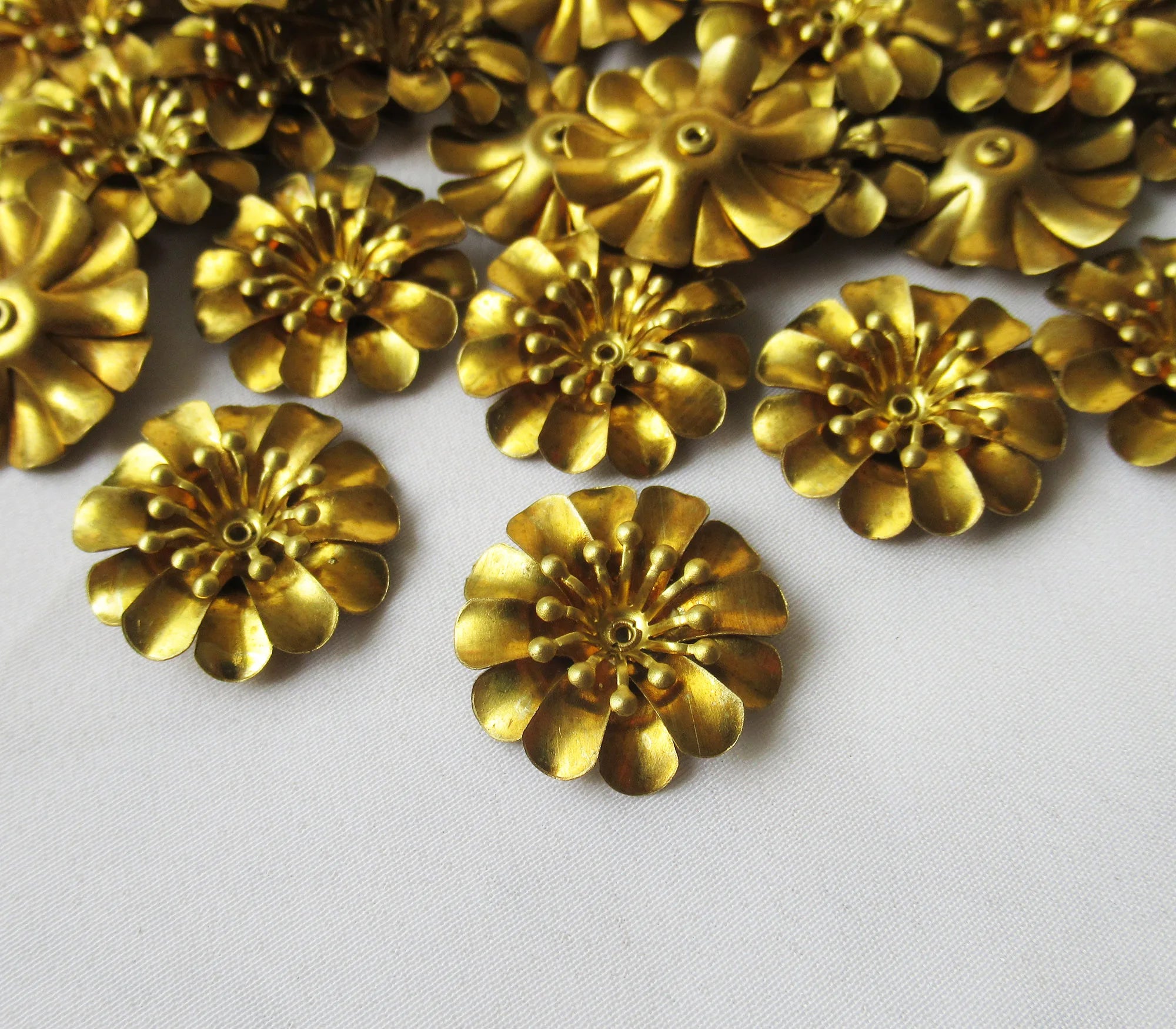Brass Flower 22mm Assembled Floral Jewelry Component DIY Finding Supplies
