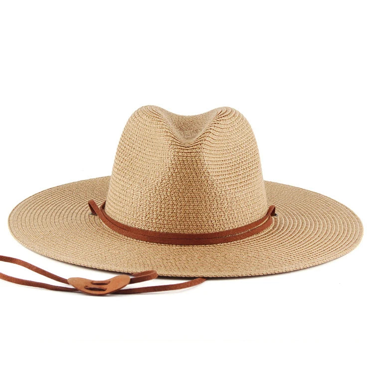 Unisex Summer Sun Shading Straw Hat With Wide Brim Sun Hat for Outdoor Tourism Beach Hat