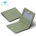 Genuine Leather Bifold ID Card Holder Wallet Women Simple Slim Design Button Closure Functional RFID Logo Thread Cash Decks