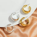 Fashion Luxury Gold Silver Plated Irregular Wide Texture Punk C Shape Stud Earrings for Women
