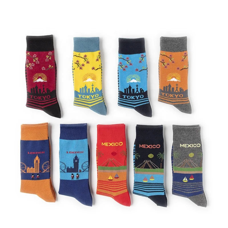 Wholesale Funky Bamboo Fiber Socks Men Fashion Casual Dress Crew Low Cut Mexico Socks