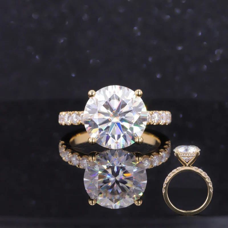 Wholesale Price Moissanite Jewelry 18K Solid Yellow Gold Round Cut D VVS1 Big Stone 6Ct Moissaniate Diamond Engagement Rings