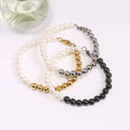 Minimalist Genuine Freshwater Pearl Bracelet Dainty Delicate Gold Plated Beaded Jewelry Trendy Half Pearl Half Steel Design