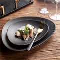 Wholesale Japanese Rectangle Ceramic Restaurant Hotel Porcelain Eco-Friendly Japandi Black White Matte Dinner Dishes Flat Plate