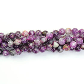 Wholesale Polish Round Natural Purple Lithium Mica Lepidolite Stone Beads Strands for DIY Bracelets Making 8mm 10 Mm 38cm 15