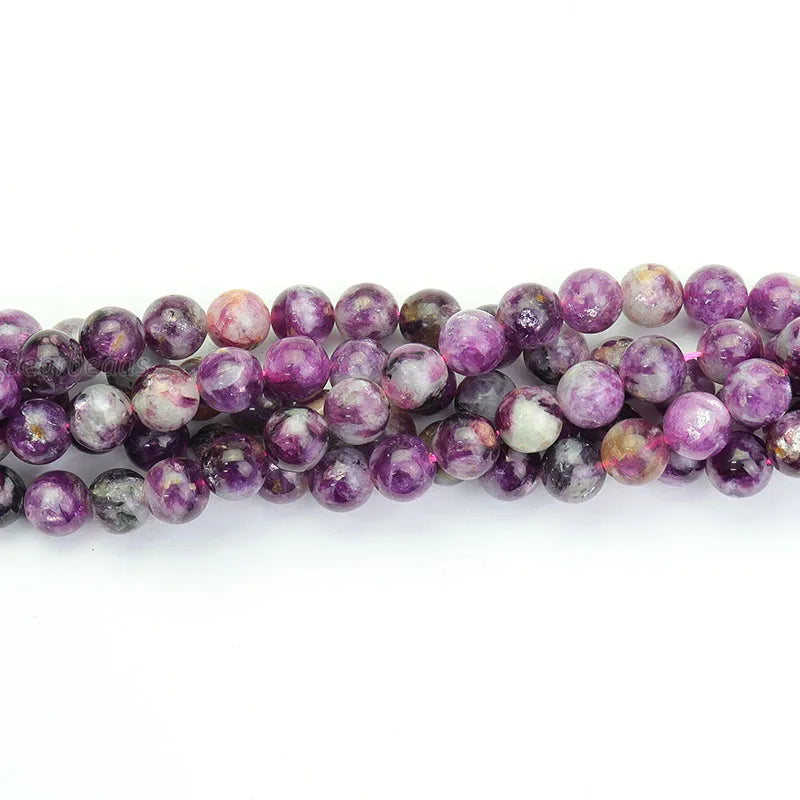 Wholesale Polish Round Natural Purple Lithium Mica Lepidolite Stone Beads Strands for DIY Bracelets Making 8mm 10 Mm 38cm 15"