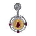 Graceful Rhodium and Gold Plated 925 Silver Jewelry Natural Ruby Pendant for Women Anniversary Gift Party Wear