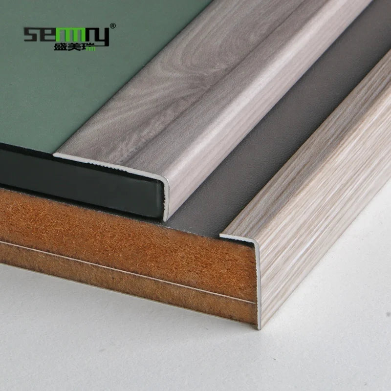 Durable Modeling Contemporary Style Stair Nosing Aluminum L Shape Flooring Trim Wood Grain