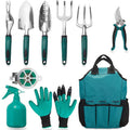 Garden Tools Set Bag Ergonomic Magnesium-Aluminum Alloy Rubber Handle Hand Tools Kit Pruner Gloves Watering Can Plant Labels OEM MegaBDM