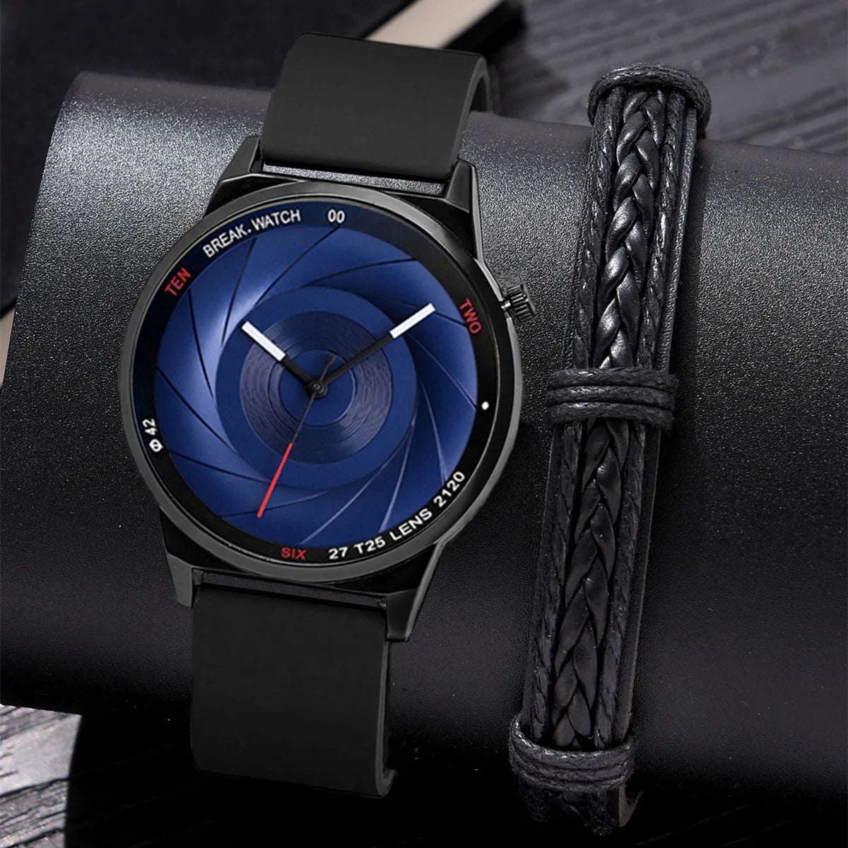 New Concept Watch Fashion Men Starry Sky Swirl Element Dial Watches Business Quartz Wristwatch Clock With Bracelet Set