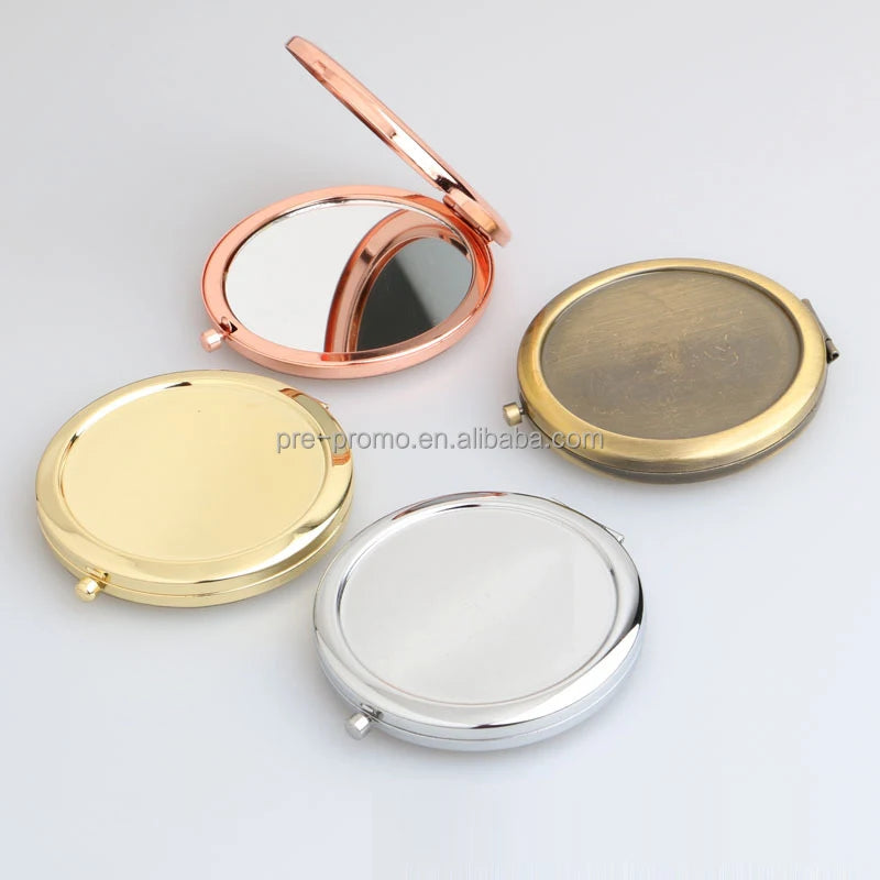 Custom Wholesale Metal Round Double Sides Cosmetic Portable Makeup Mirror