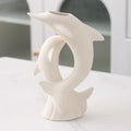 Modern Cream Ceramic Dolphin Vase High-End Scandinavian Design Tall Ornamental Decorative Accessory for Home Living Room Table