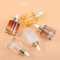 Luxury 30ml Colorful Clear Flat Shoulder Thick Bottom Face Serum Dropper Glass Essential Oil Bottle