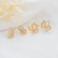 Fashion Design 14K Gold Plated Inlaid Zircon Butterfly Shape Stud Earring