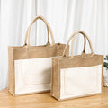 High Grade Environmental Large Natural Eco Friendly Burlap Jute Tote Bag Casual Linen Bag