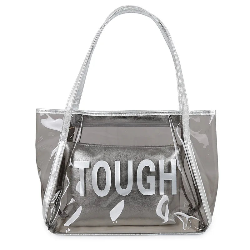 Summer new women Large capacity fashion pink shoulder bag holiday beach transparent jelly bag