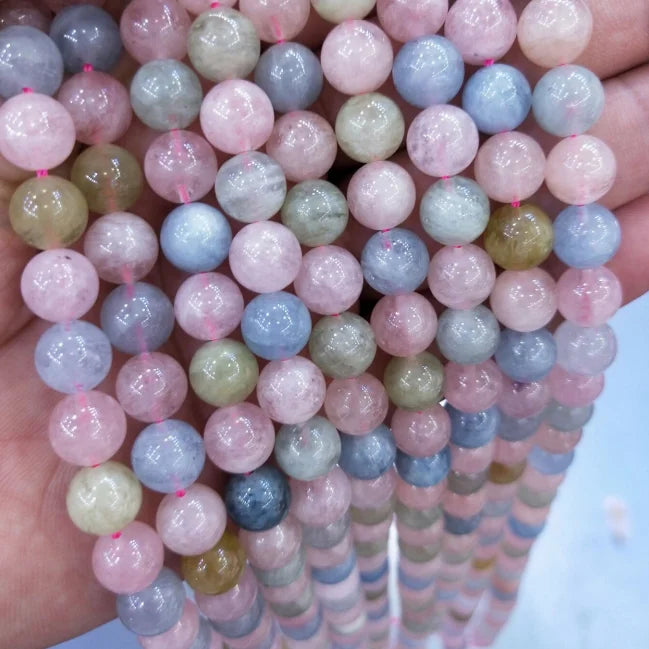 Factory Price Hot Sale 4-12MM Natural Round Morganite Loose Gemstone for Jewelry Making Stone Beads