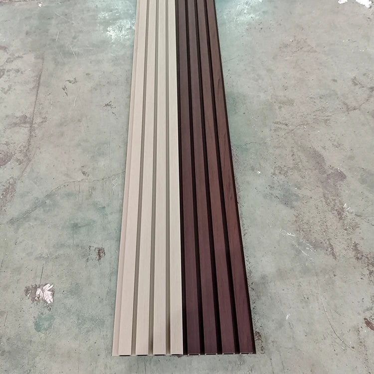 Outdoor Fluted Wall Panel Wood Grain Plastic Composite Wall Cladding