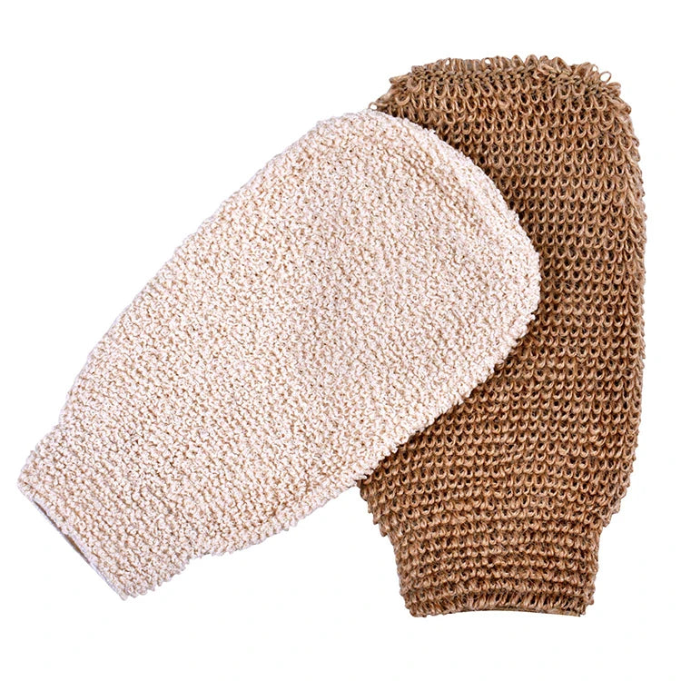 Hot Sale Hotel Home Custom Logo Natural Bamboo Fiber Hemp Bulk Scrub Body Exfoliating Soap Mitt Gloves for Bath