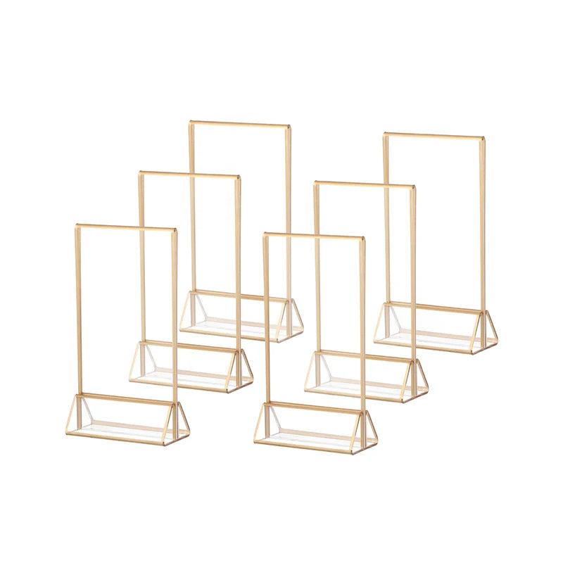 RTS 6-Piece 8.5" & 11" Clear Acrylic Sign Holders with Gold Border Modern Design Hot Selling Desk/Card Display Stand
