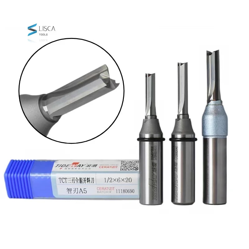 Tideway Industries Grade 3 Flutes 1/2 Inch Shank Tungsten Carbide End Mill TCT Straight Cutter  CNC Milling Tools