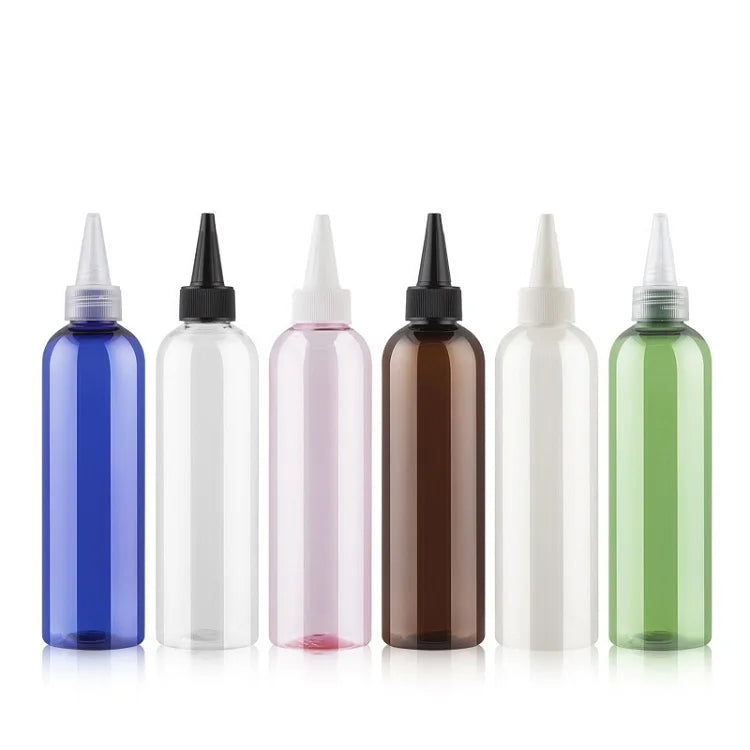 Dispenser Lid Plastic Bottle 250ml Lotion Cream Liquid PET Green Blue Amber Cosmetics Packaging Refillable Bottles