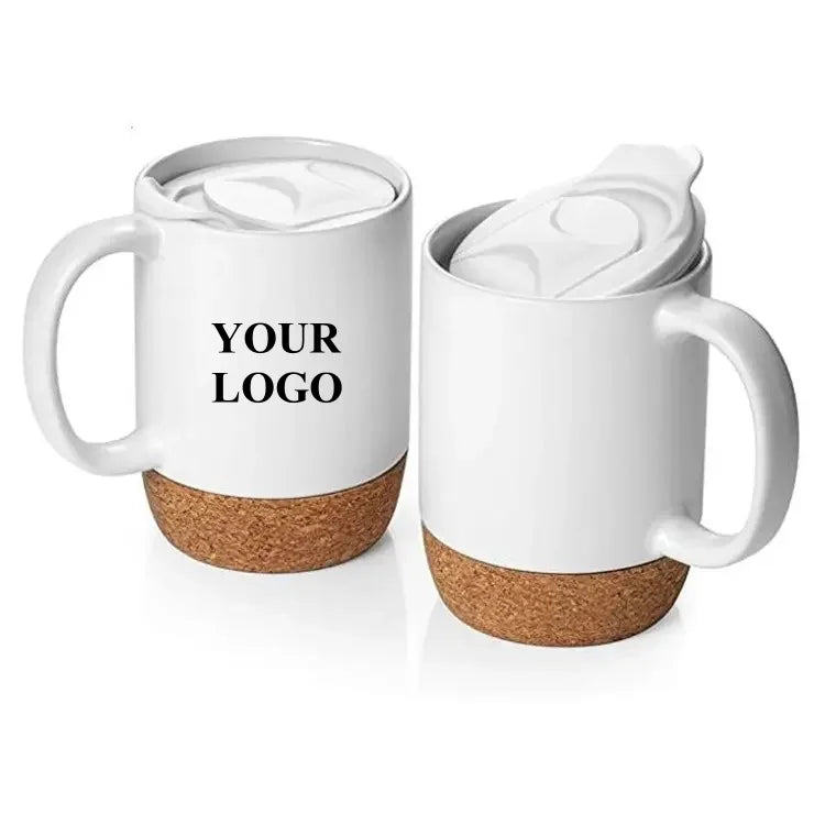 Custom Hot Selling 12oz Matte Pipe White Sublimation Coffee Latte  Cups Ceramic Mug with Cork Bottom and Lid