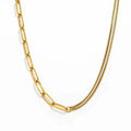Fenny Wholesale 18K PVD Plated No Fade Minimalist Safety Pin Mixture Sweater Chain Stainless Steel Necklace for Women