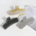 Luxury Rhinestone Pearl with Hollow Metal Shining Claw Clip for Women Girl Hair Fixed Decoration Hair Claw Clip