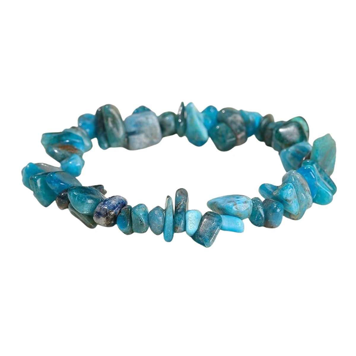 Hot Sale Fashion Elastic Crushed Stone Blue Apatite Natural Crystal Stone Bracelet Suitable for Men and Women Party's Gift