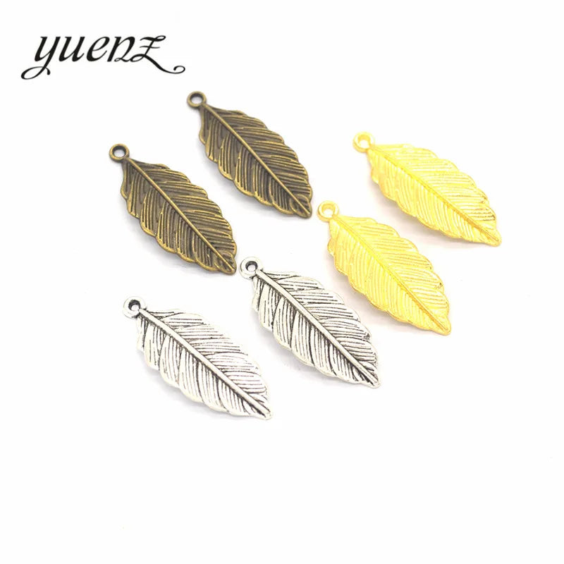 YuenZ 3 Colour Antique Silver Color Tree Leaf Charms Plated Pendants Jewelry Making DIY Handmade Craft 31*13mm Q305
