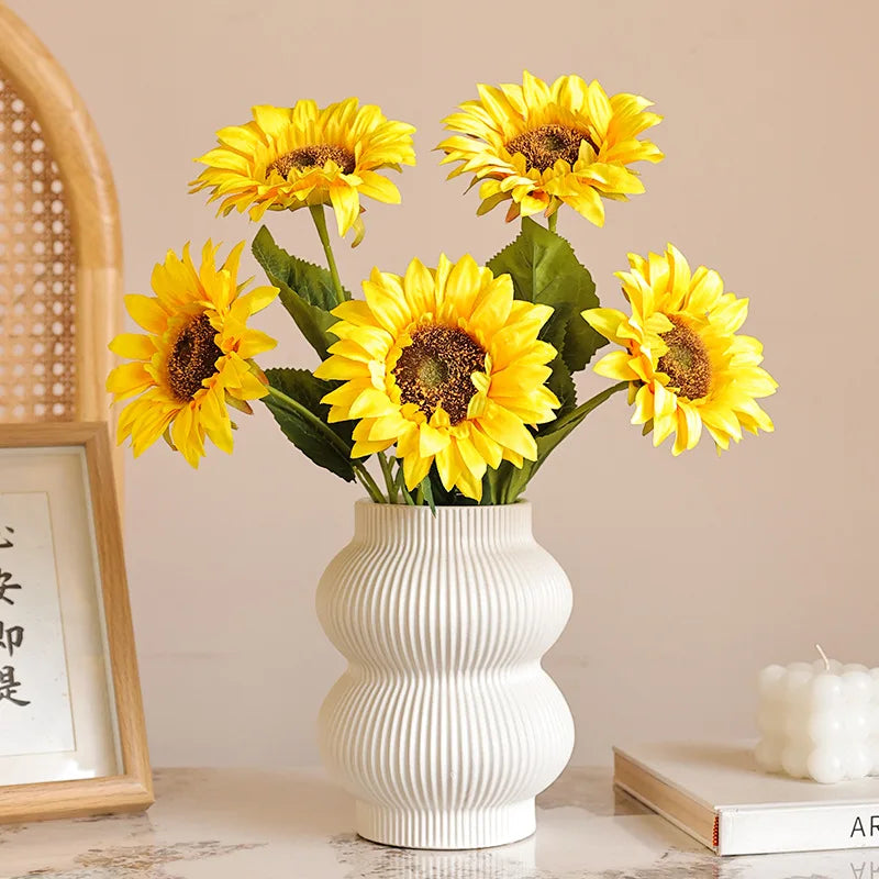 Artificial Single-Headed Sunflower Sardine Flower Silk Sunflower Artificial Flower Wholesale Wedding Home Decoration