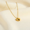 Waterproof Fashion Accessory Jewelry 18k Gold Plated Love Necklace Glossy Stainless Steel Heart Pendant Necklace