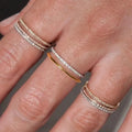Wholesale Custom Minimalist Jewelry Half Cz Inlay 18k Gold Plated Stainless Steel 1mm Thin Eternity Cubic Ring For Women