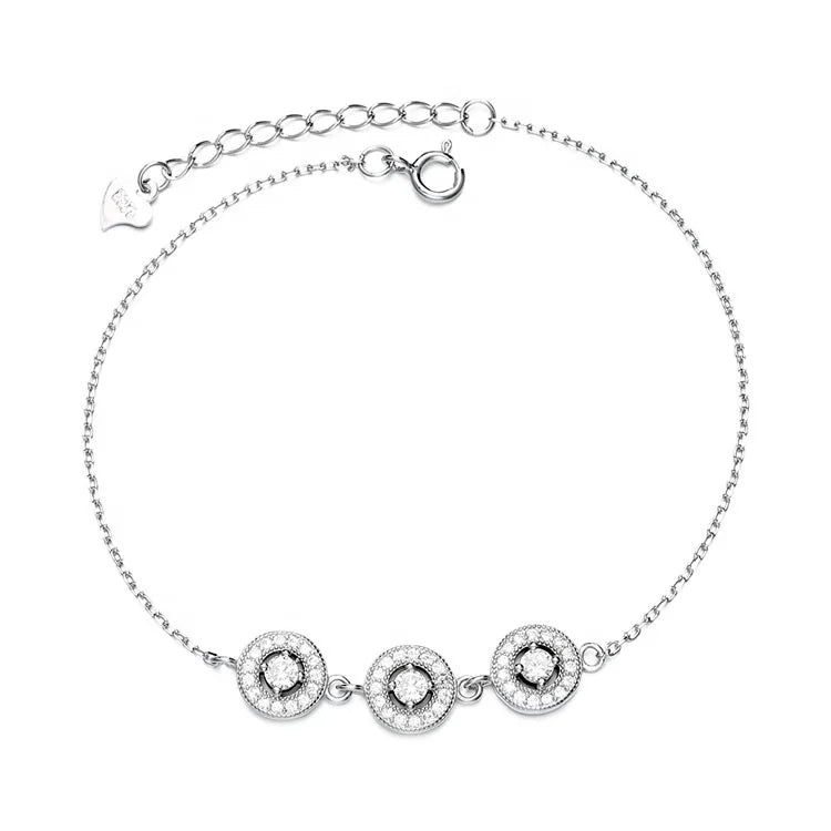 Sterling Silver 925 Bracelet Coin Charm Link Chain Classic Bracelet for Women