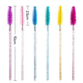 Shiny Crystal Disposable Eyelash Applicator with Crystal Handle Nylon Mascara Lash Wands Spoolies Brushes for Cleaning