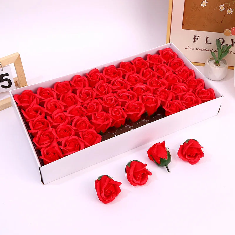Factory Wholesale 7 CM Foam Soap Roses Handmade 50PCS/Box 3 Layer Artificial Flowers Cheap Home Wedding Decorative Roses